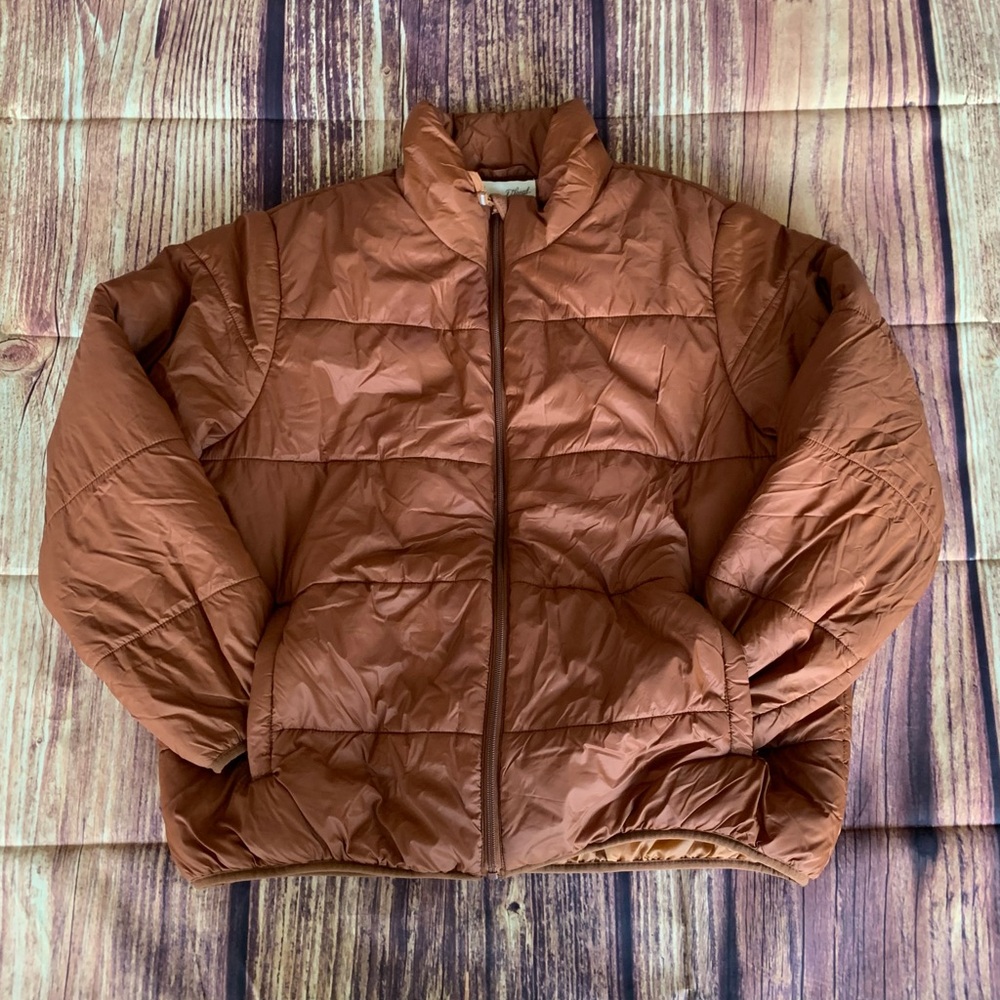 Universal Thread Women's Long Sleeve Full Zip Dark Orange Puffer Jacket Size: 1X